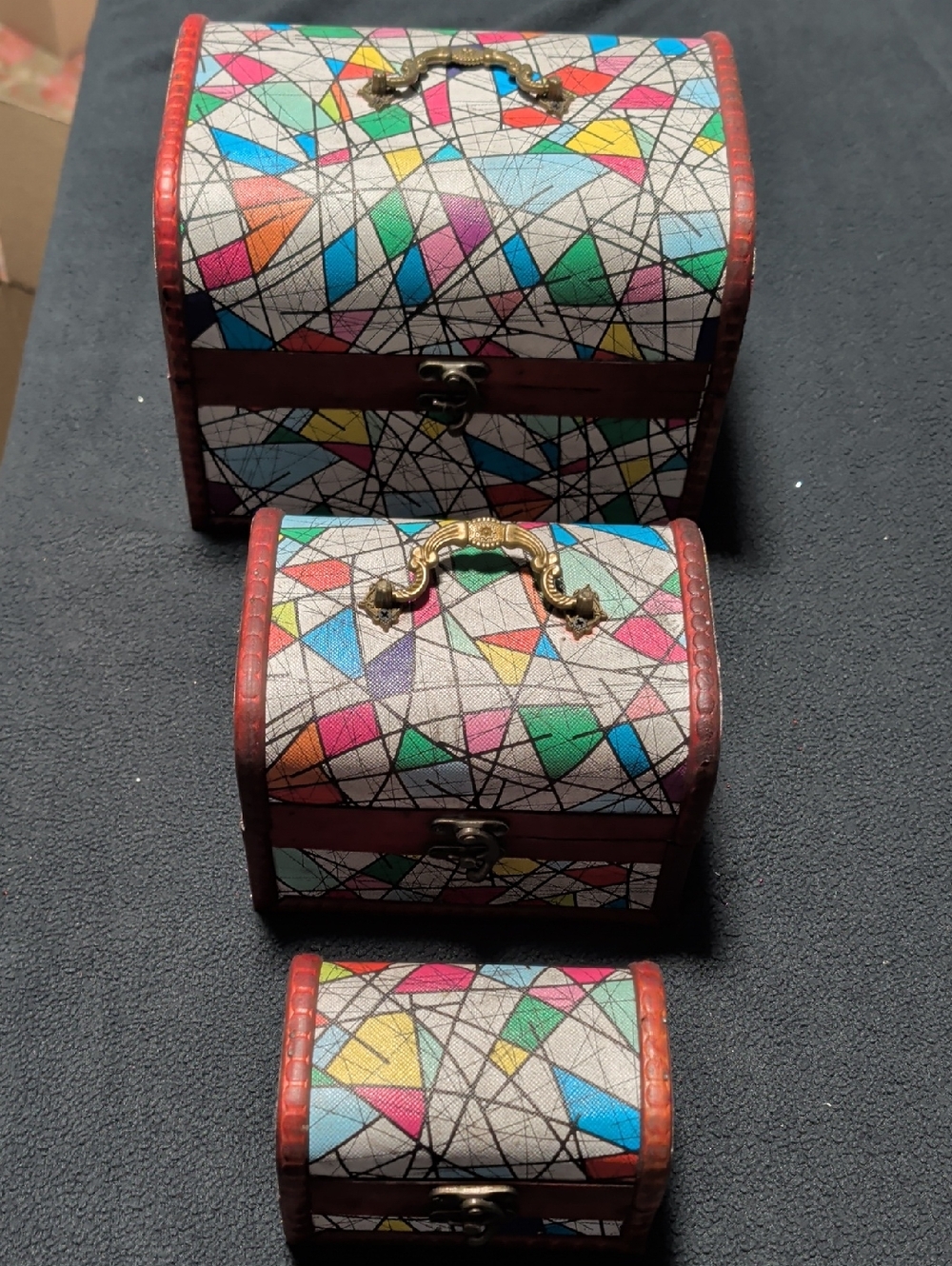Set of 3 Colorful Geometric Nesting Boxes